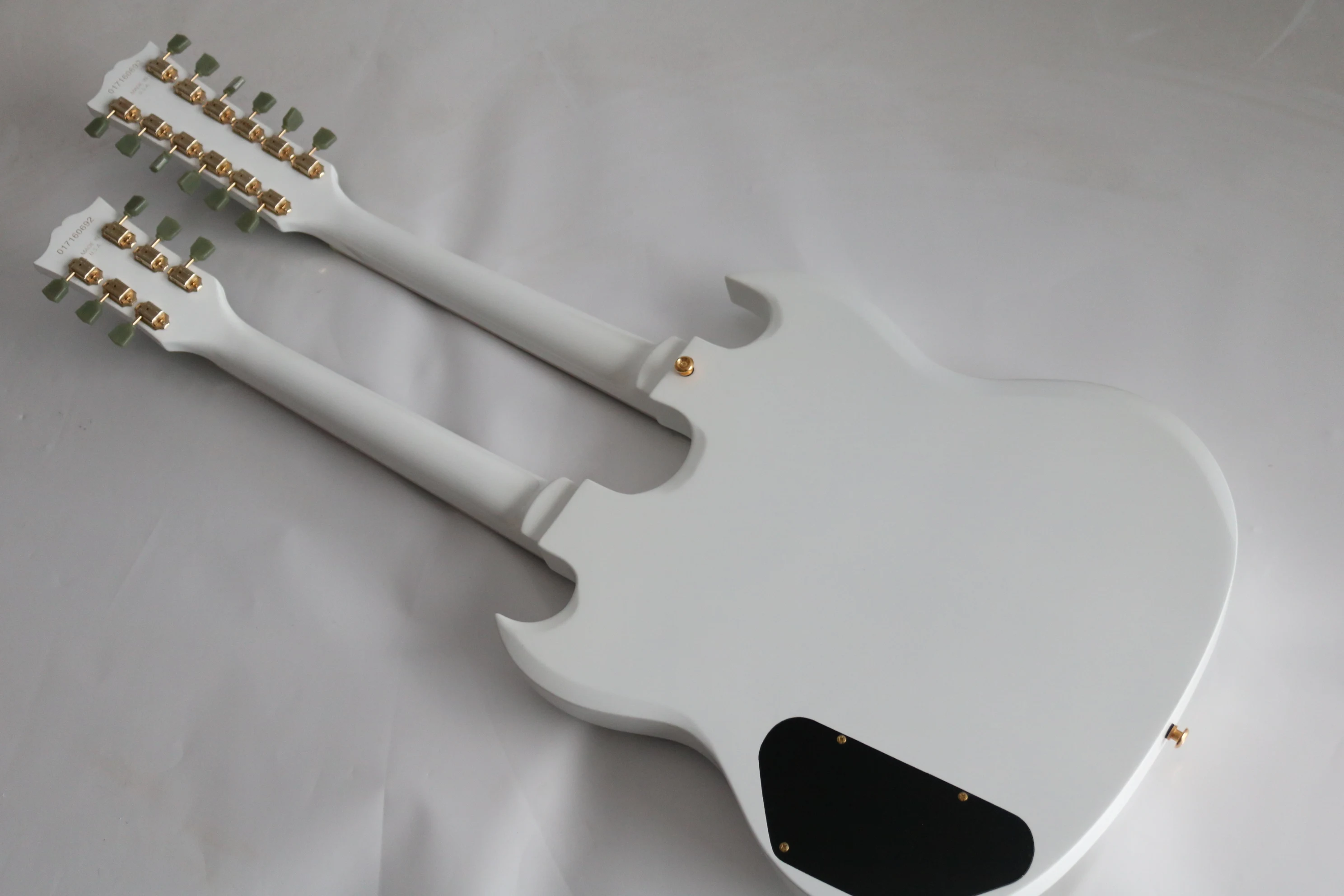 Пользовательский магазин белая электрическая гитара AOEMine с двойной шеей на