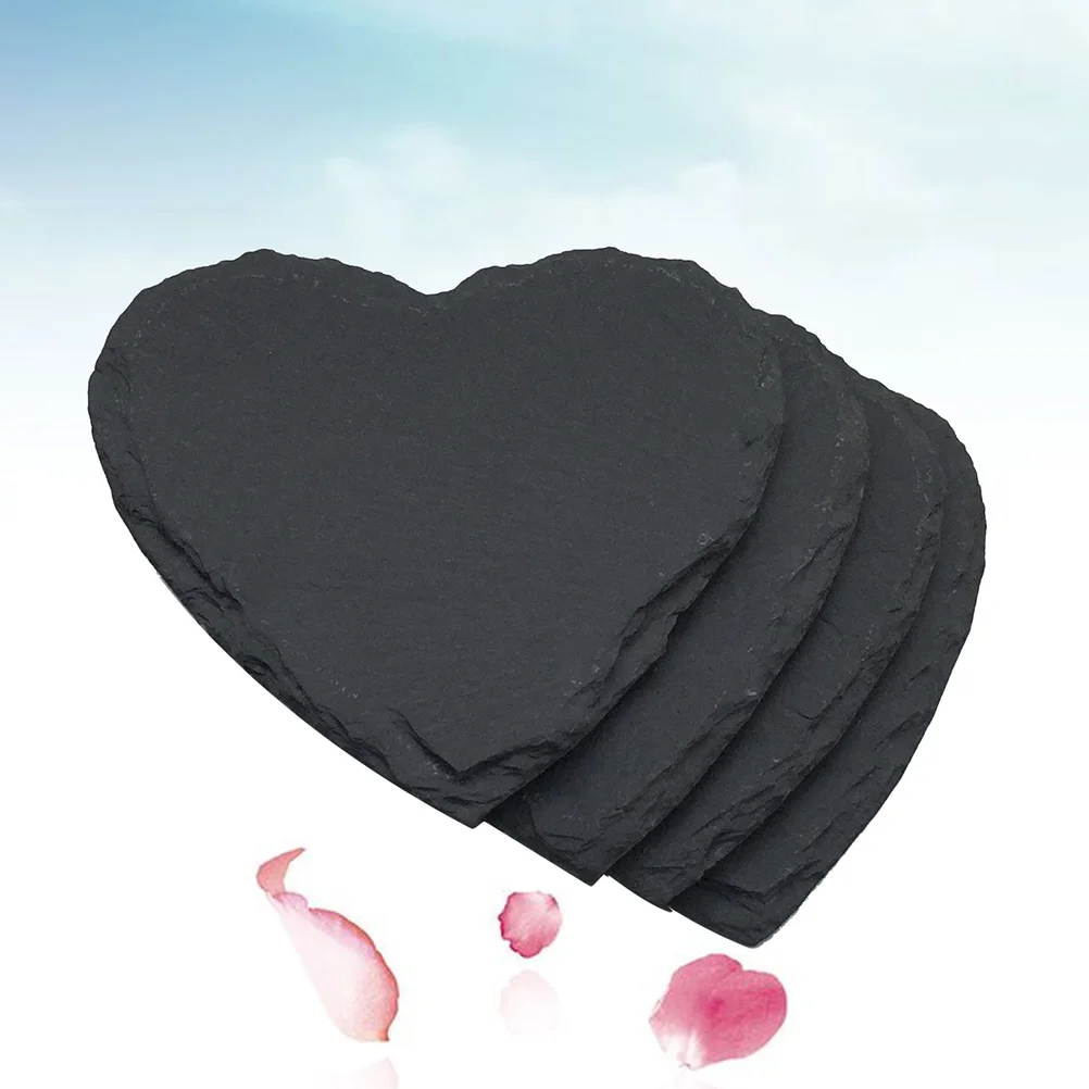 

Coasters Slate Coaster Drinkcup Mat Drinks Heart Black Table Absorbentnatural Kitchen Tiles Set Mug Hot Stone Marble Decoration