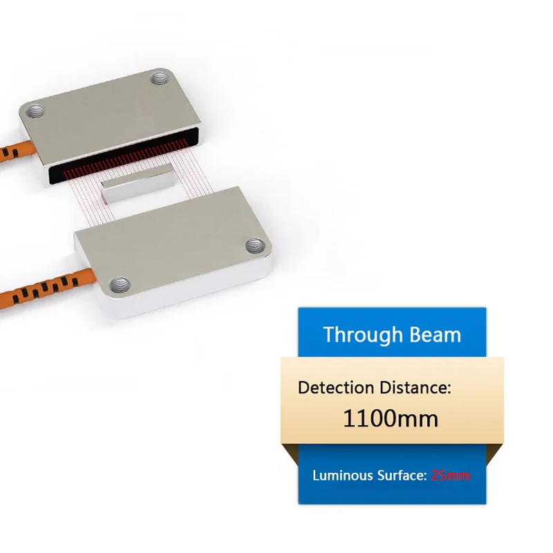 

25MM Array Type Fiber Optic Proximity Switch Sensor Presence Detection Flat Type Through Beam Optical Amplifier Sensor 24v