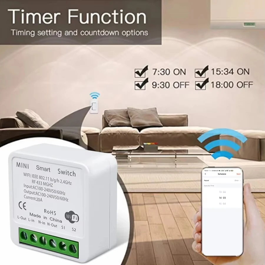 16A Mini Smart Wi-Fi DIY Switch поддерживает двухстороннее управление универсальный модуль