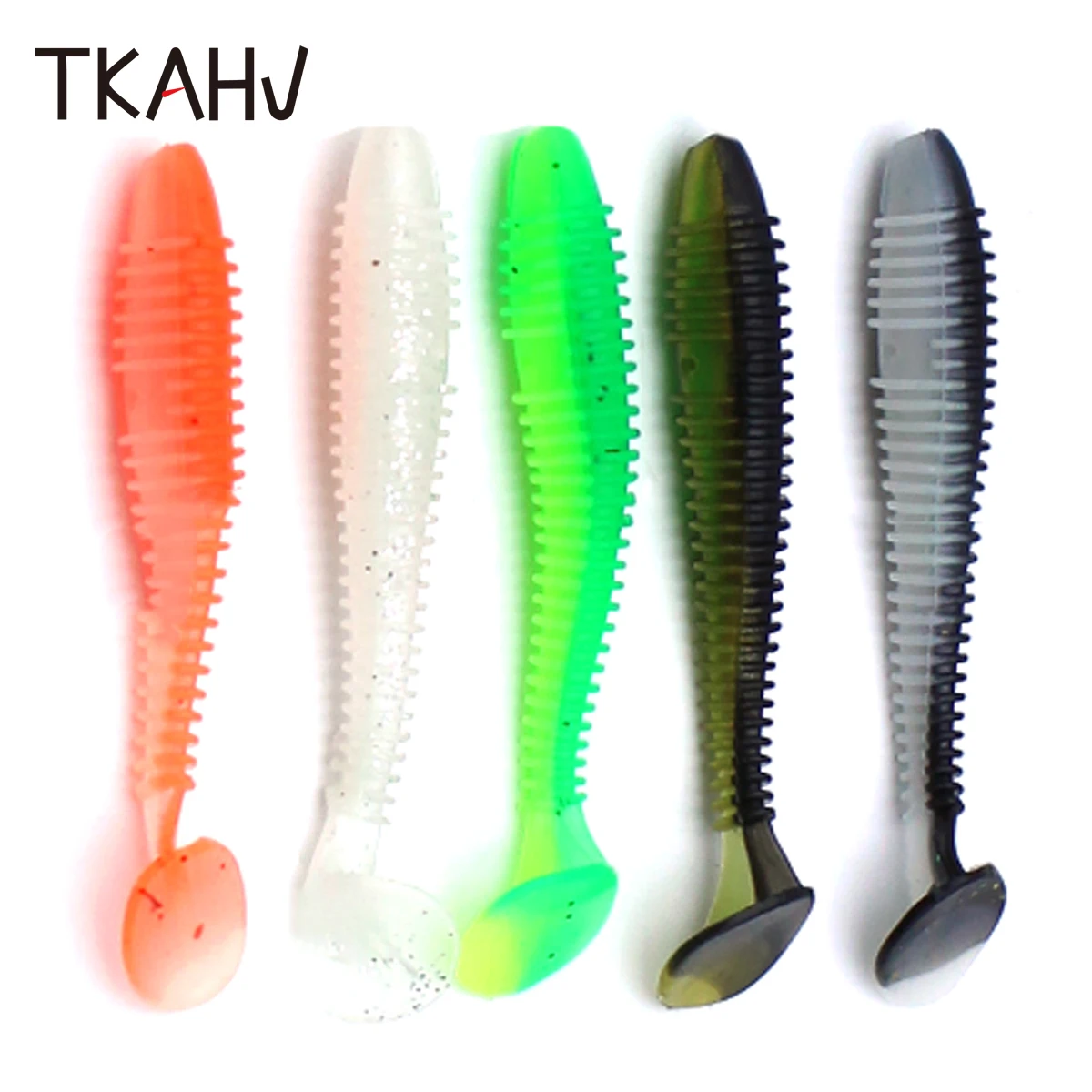 

TKAHV 10 PCS 55mm 65mm 75mm Worm Bait Shiner Soft Fishing Lure Groove Paddle Tail Artificial Bass Carp Wobbler Swimbait
