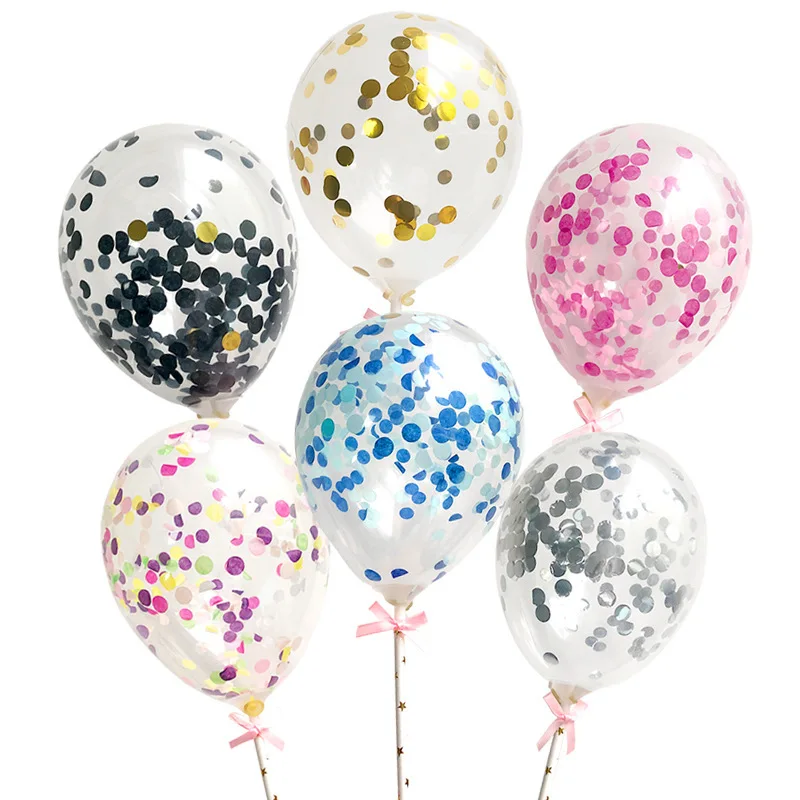 

5 Inch Thick Sequined Latex Transparent Confetti Balloon Birthday Party Cake Decoration Supplies Wedding Cake Insert Card