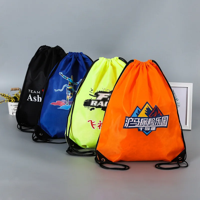 100 pcs Custom Printing Promotional Outdoor Casual Gym Sport Waterproof Polyester Drawstring Backpack Bag |
