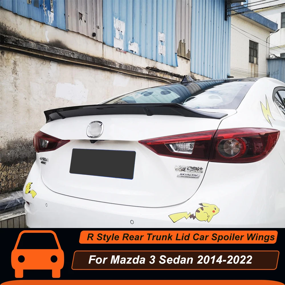 Для Mazda 3 Sedan 2014-2022 R Стиль Задняя Крышка багажника автомобильный спойлер Крылья