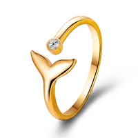 mermaid rings fashion cute fish tail anime adjustable ring for women 2022 hot wholesale korea trendy luxury wedding jewelry gift