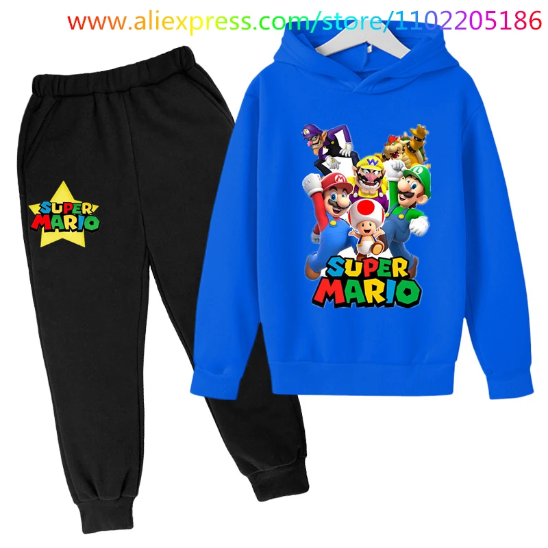 

Marios-Bros Set Jogging Sweatshirt Children Jacket Boy Girl Clothes Spring Autumn Casual Hoodie + Sweatpants 4-14 years old