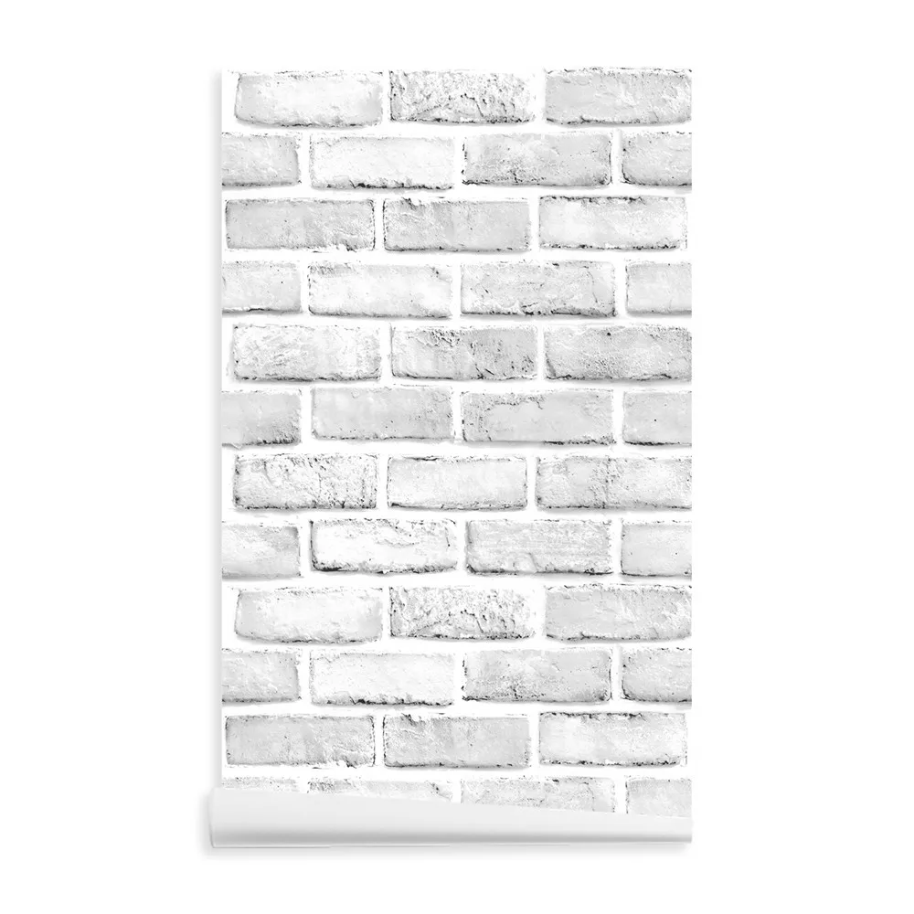 White Brick Wallpaper Peel and Stick 3D Textured Contact Paper Vinyl Film Removable Fireplace Kitchen Cabinet Laundry Room Decor