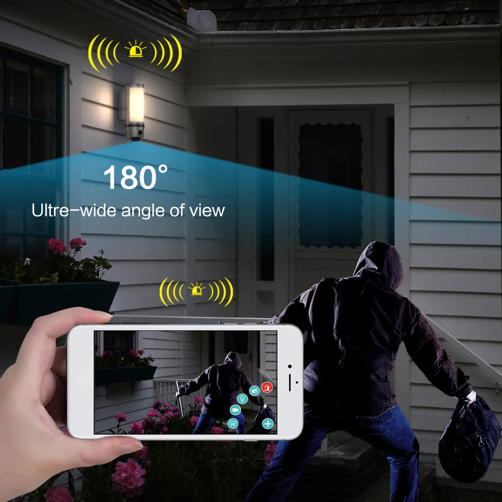 1080P настсветильник камера 2 Мп беспроводная Wi-Fi с прожектором безопасности