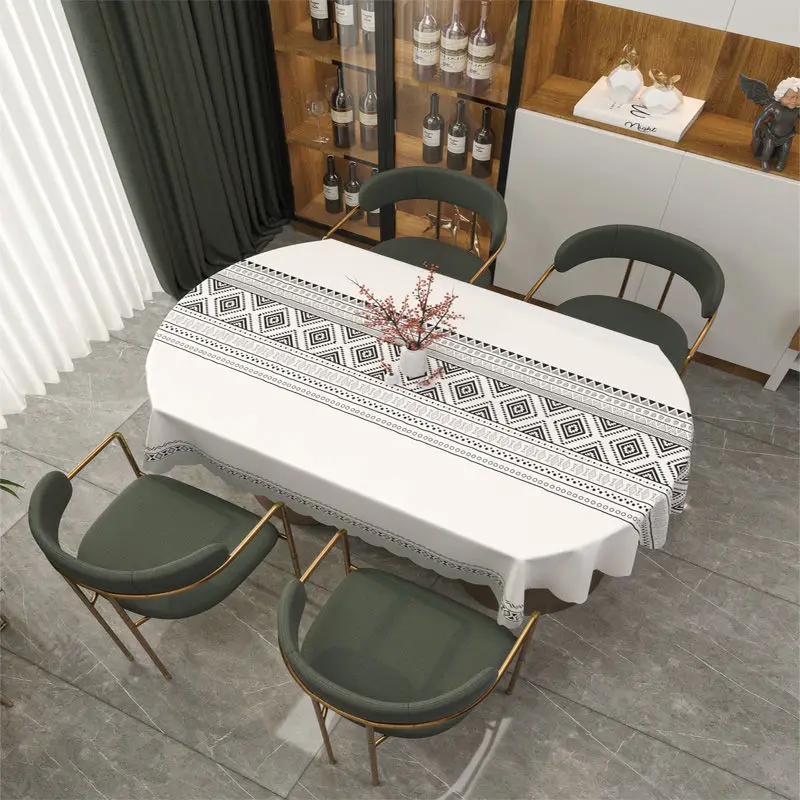 Farmhouse Waterproof Pvc Rustic For Dining Table 53 Inches