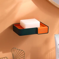 soap dish no drilling wall mounted drain double layer soap holder sponge dish accessories magic soap dishes bathroom