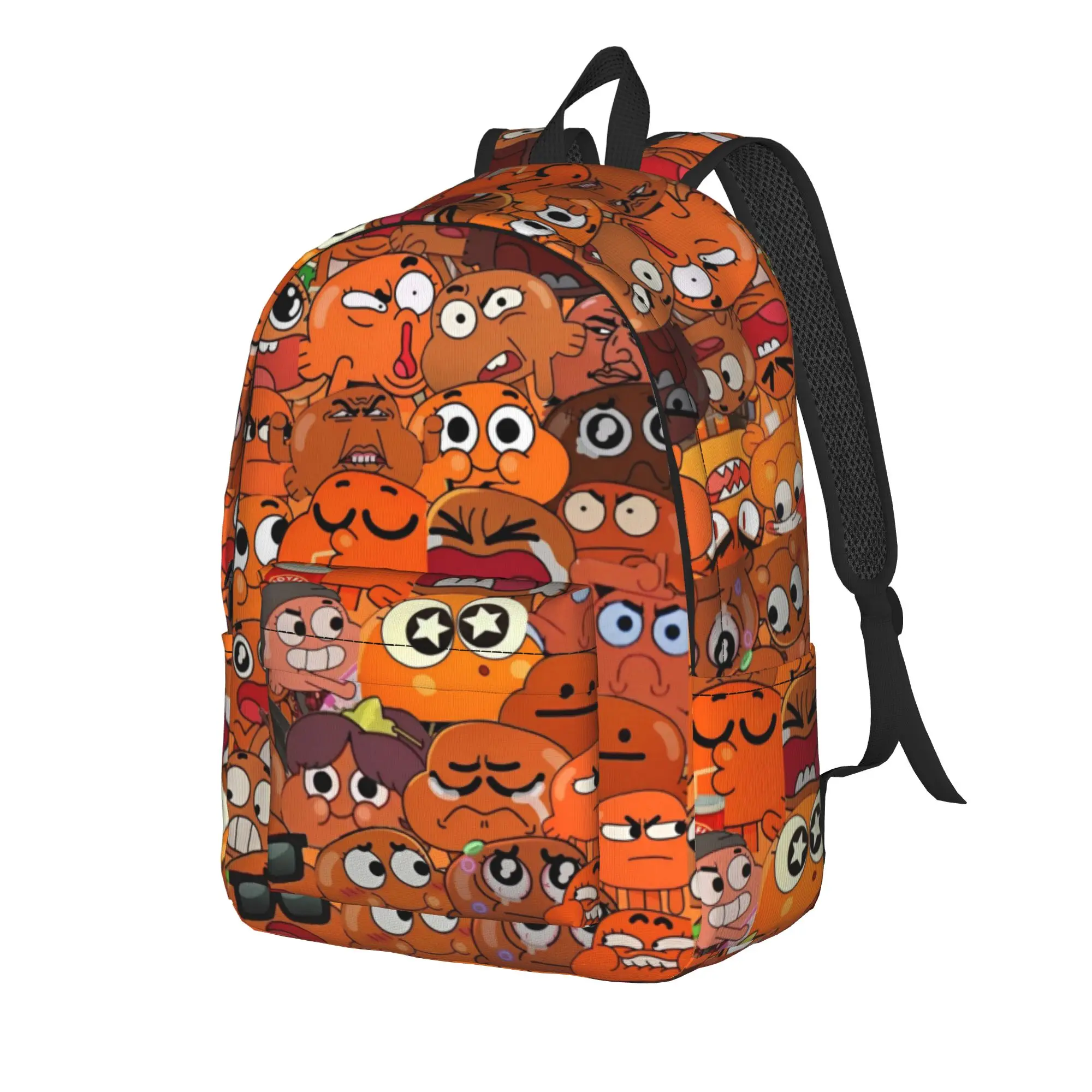 Фото Рюкзак Gumballs Darwin Face Cartoon, крутой студенческий рюкзак для походов и путешествий, сумка через плечо для ноутбука с карманом №2