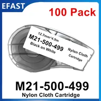 100PK Black on White M21 500 499 Cartridges 12.7mm Nylon Cloth For Labeller,Handheld Label Printer Patch Panel/Wire/Cable Labels