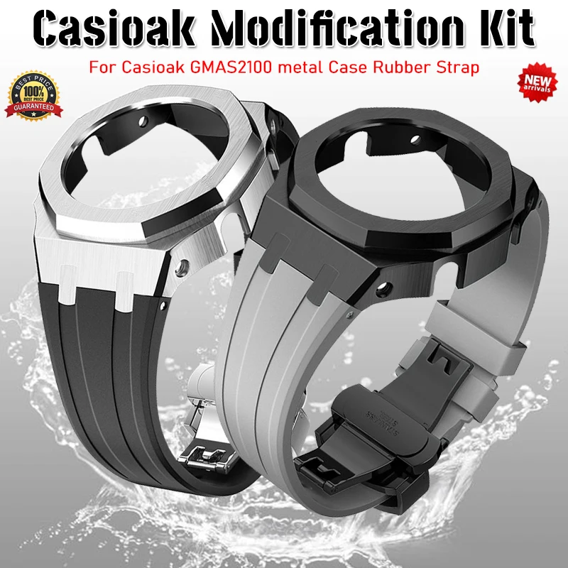 

Modification Kit For Casioak GMAS2100 Stainless Steel metal Case Mod Kit Rubber Strap for G shock 4TH Gen ReplacementAccessories