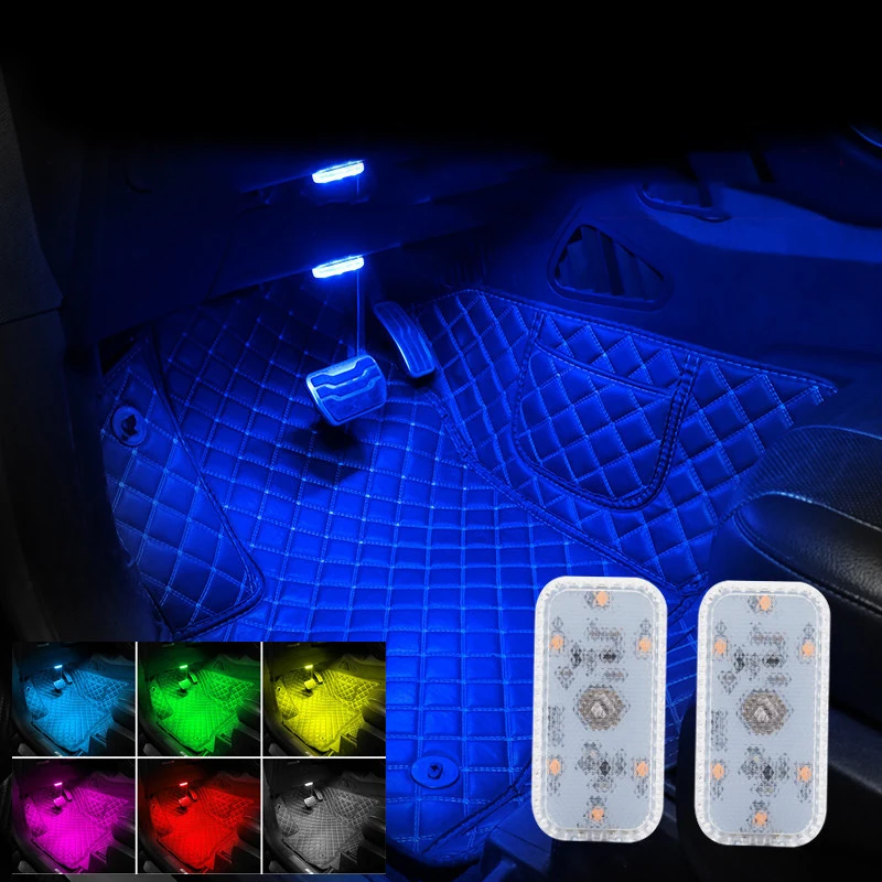 

Mini 7 Colors Car Ambient Light USB Rechargeable Wireless Magnetic Car Foot Ambient Lamp Touch Switch LED Mood Light Night Light