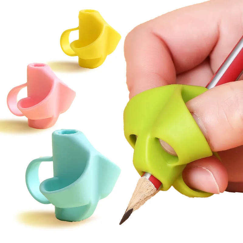 

Single Finger/ Two-Finger/ Three Fingers Pen Holder Silicone Writing Tool Correction Device Kids Stationery 2 Pcs Set