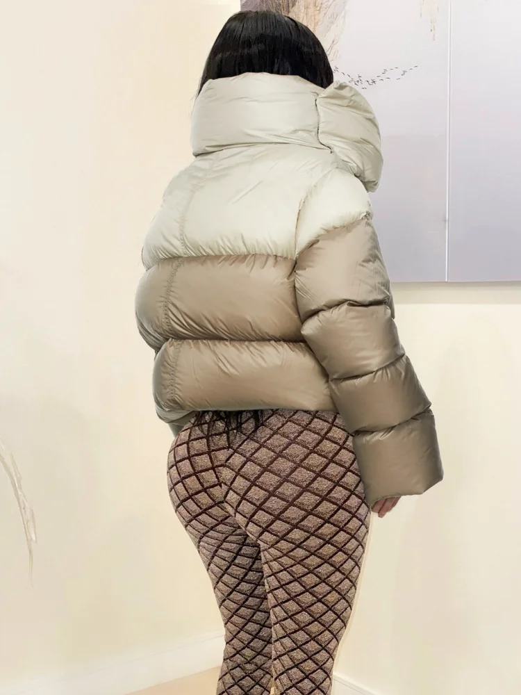 Fashion Scarf Collar Short Parkas for Women Winter Warm Thicken Jackets Coats 2022 Lady Orange Casual Jackets Famale Outerwear