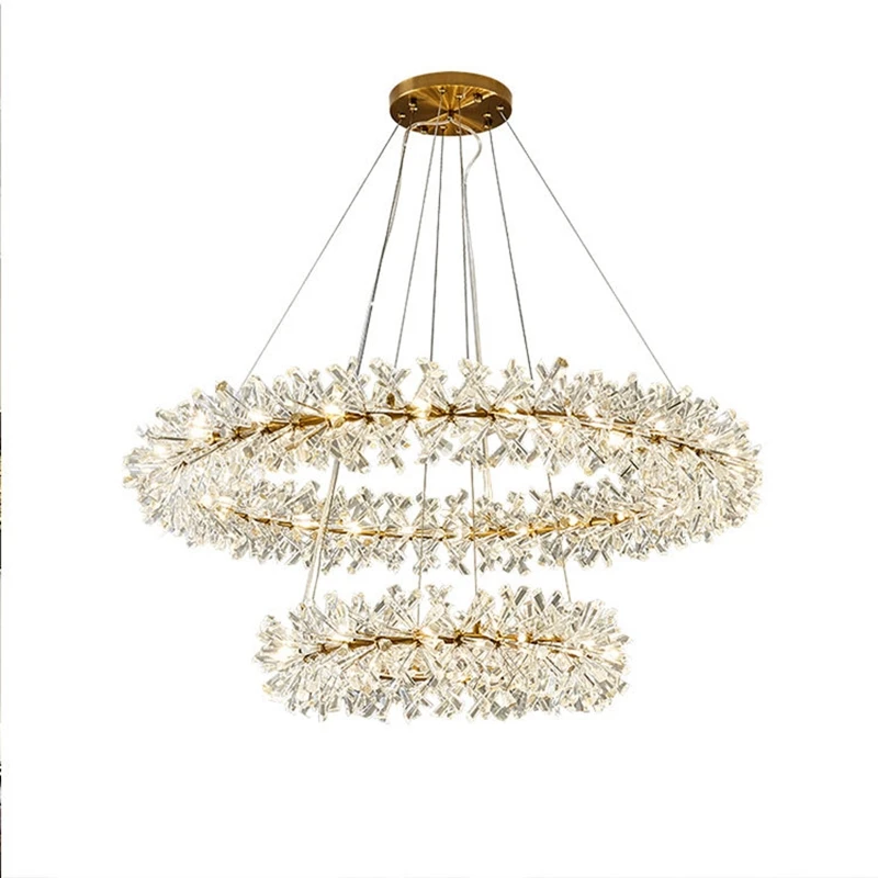 

2023 New Crystal Ceiling Chandelier Led Luxury Indoor Lighting Home Decoration for Living Room Bedroom Restaurant Ring Fixture