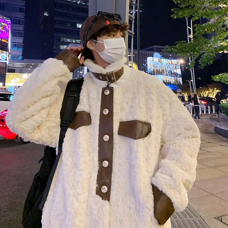 Winter Jacket Men Warm Fashion Retro Thickened Lamb Hair Jackets Mens Streetwear Korean Loose Thick Short Coat Mens Outwear