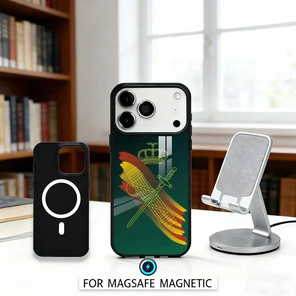 Фото Чехол для телефона S-Spanish G-Guard Civil Emblem с магнитом для iPhone 17, 16, 15, 14, 13, 12 Pro Max, совместимый с беспроводной зарядкой MagSafe №2