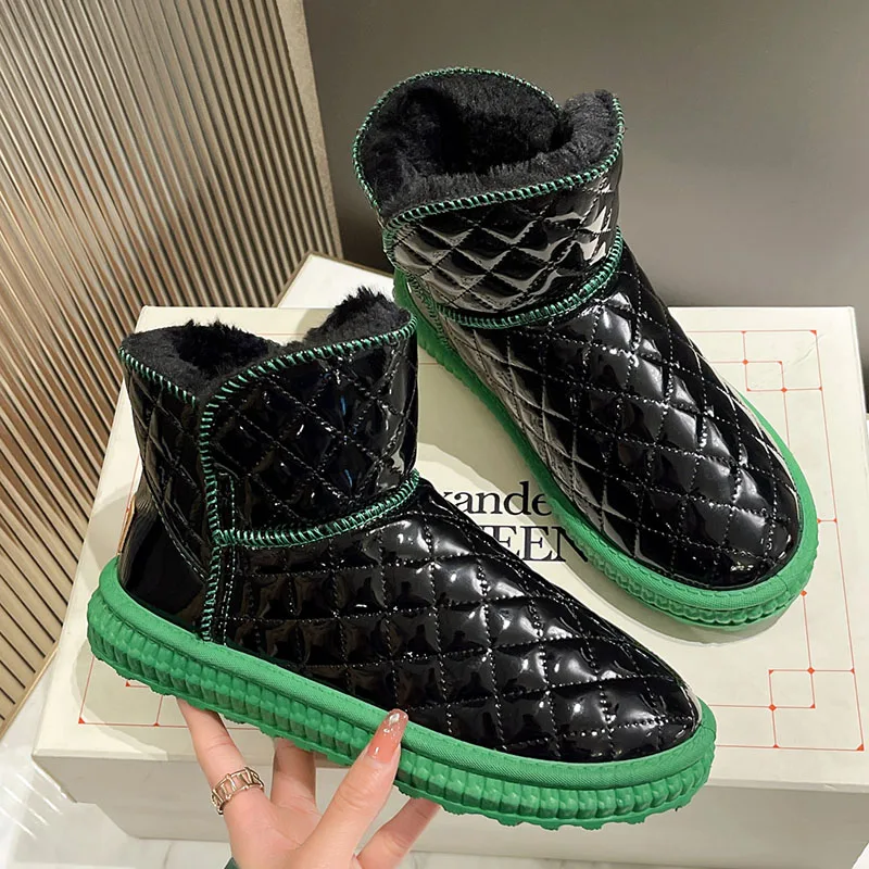 

Fashion Mix Color Snow Boots Women 2023 Winter Plush Warm Ankle Boots Woman Round Head Platform Short Boots Women
