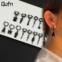 trendy hip hop ears piercing jewelry men accessories korean style earrings to gift small hoop earrings set alloy accessories