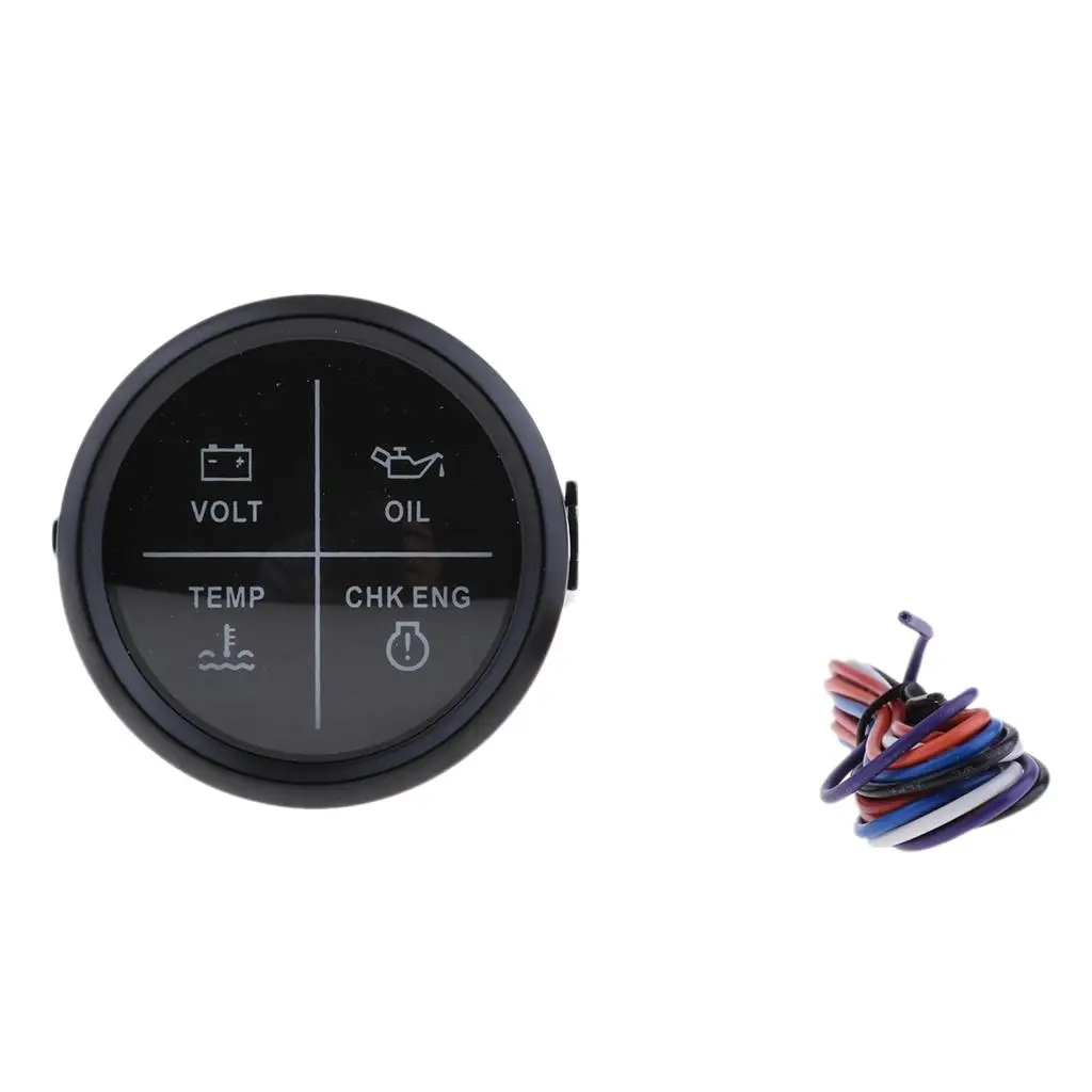 2 дюйма 52 мм 4 светодиодных сигнала тревоги индикатор температуры масла CHK ENG белый