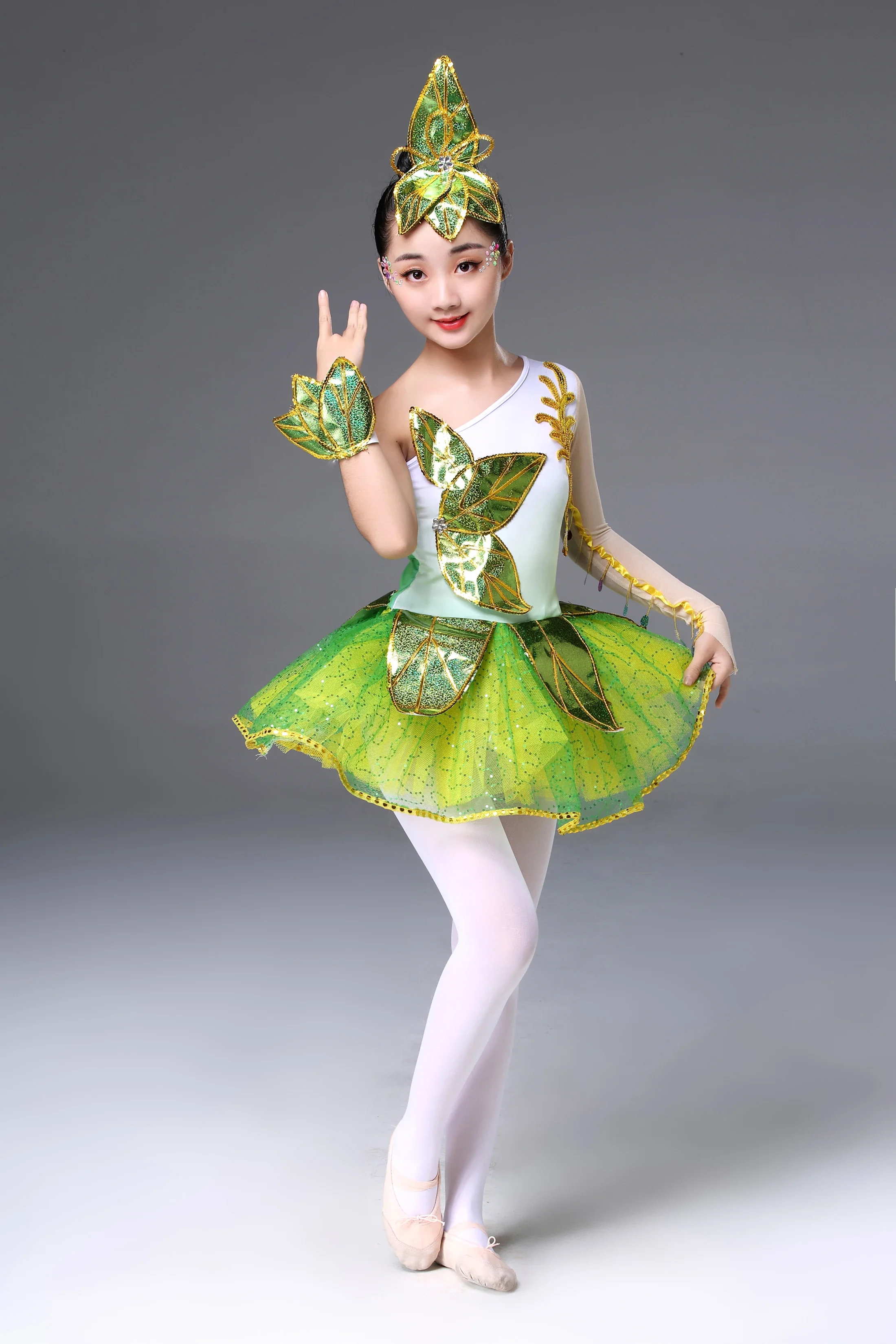 Новинка детское платье для хора на весну рассвет трава танцев жасмина юбка