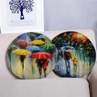 landscape in the rain oil paintings multi color seat cushion office dining stool pad sponge sofa mat non slip stool seat mat