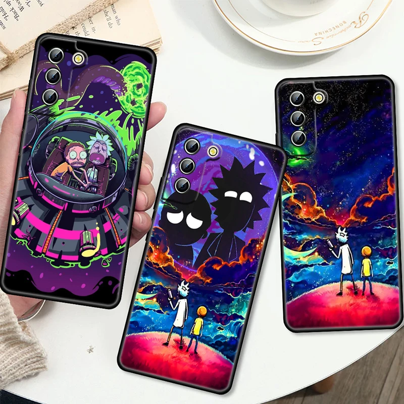 

Rick Morts Anime Art For Samsung S23 S22 S21 S20 S10 S8 Note 20 A9 A73 A71 A53 A33 Ultra Plus FE Black Phone Case