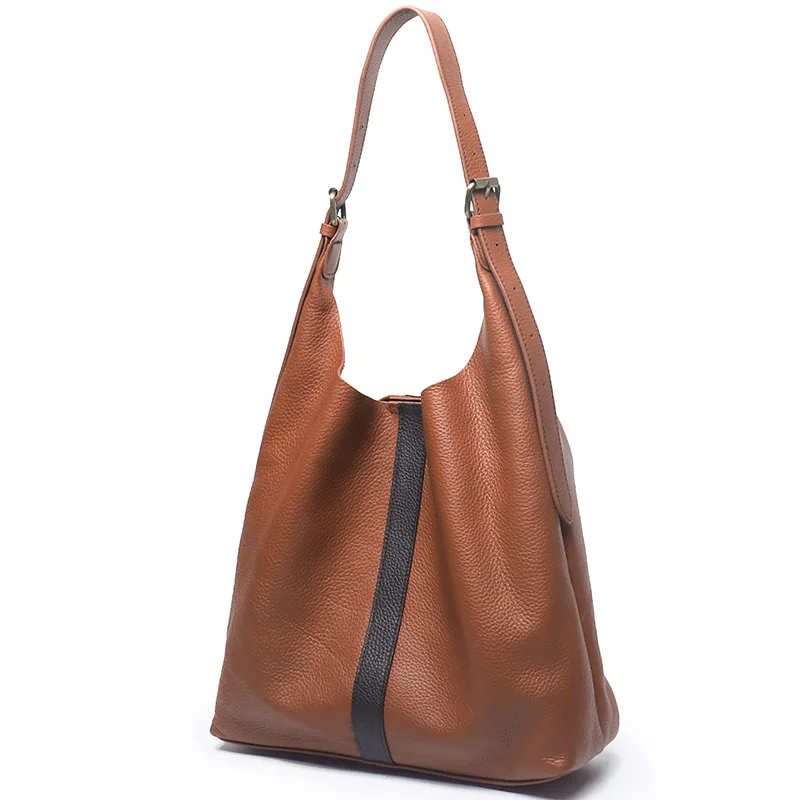 

Женская сумка на плечо из натуральной кожи с мягкой головкой, модная повседневная простая контрастная Сумка-тоут, роскошные сумочки и сумоч...