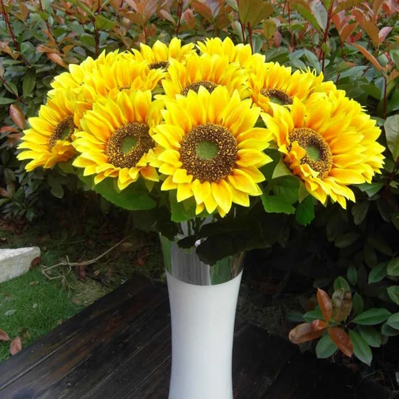 

Silk Sunflower DIY Christmas Wreath Gifts Home Wedding Decor Home Decoration Fake Plastic Gerbera Artificial Floristics Flowers