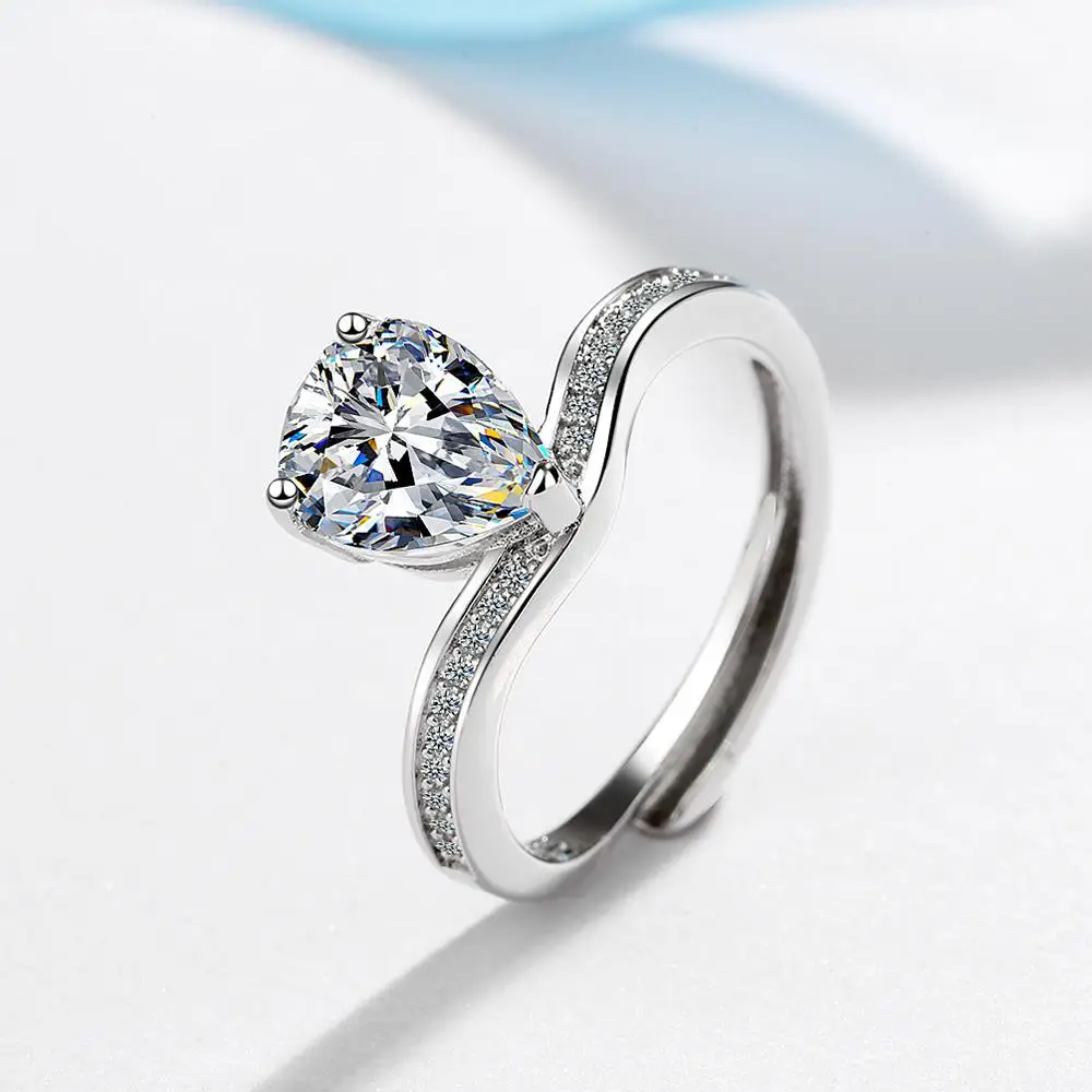 

925 Sterling Silver Waterdrop Zircon Finger Ring Crown Ring for Women Birthday Gift Luxury Fine Jewelry BSR368