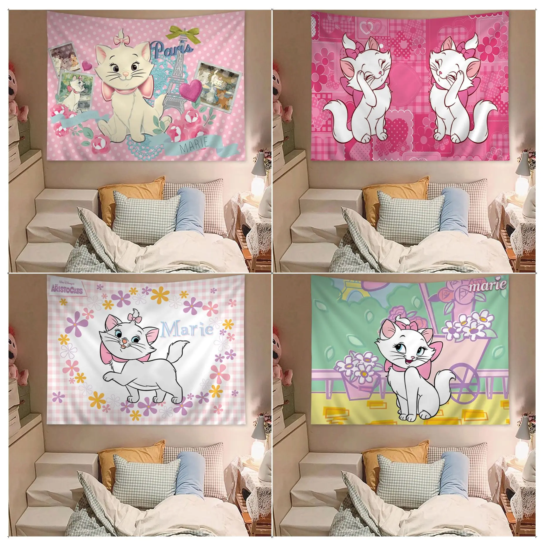 

Disney Marie Cat Tapestry Art Printing Indian Buddha Wall Decoration Witchcraft Bohemian Hippie Home Decor