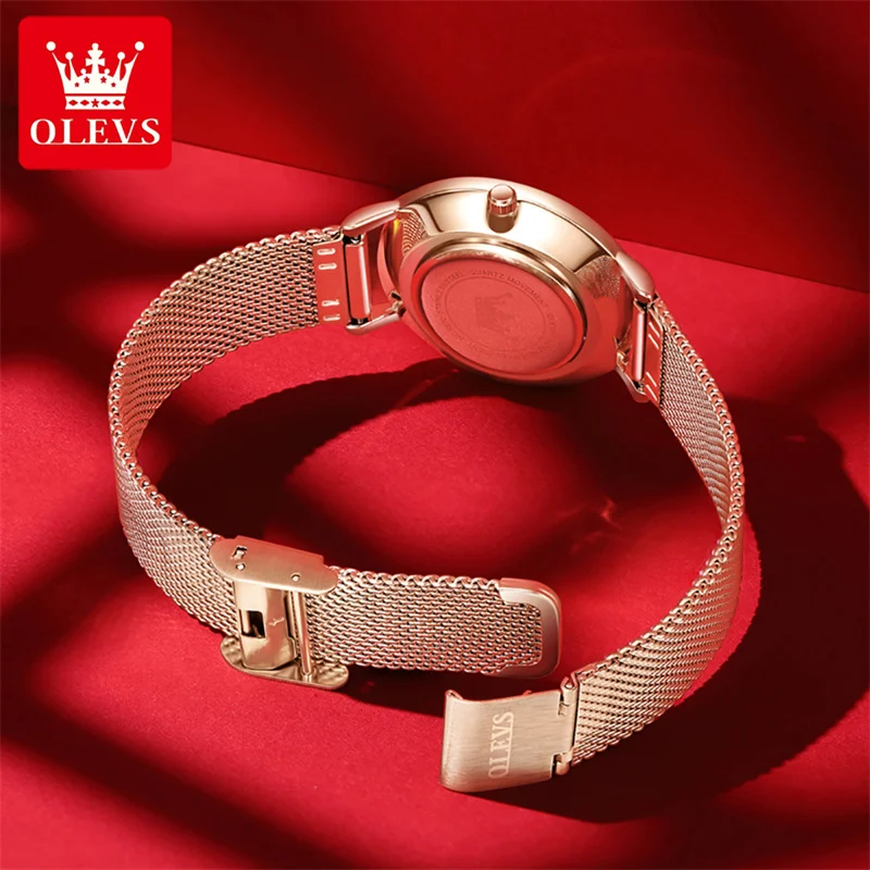 Reloj Mujer OLEVS Women Watches Top Brand Luxury High Quality Fashion Charm Ladies Rose Gold Mesh Strap Female Quartz Watch New enlarge