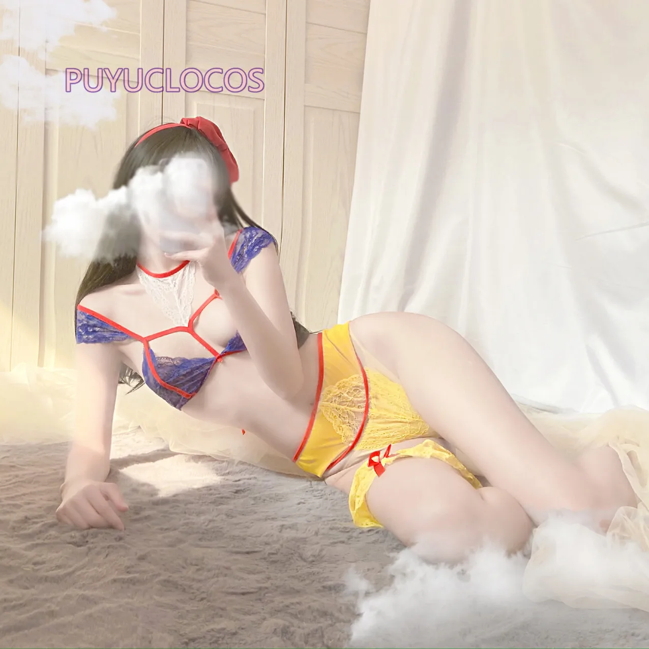 

Women Erotic Maid Waitress Servant Uniform Sexy See-through Lingerie Lace Bikini Panties Bra G-String Set