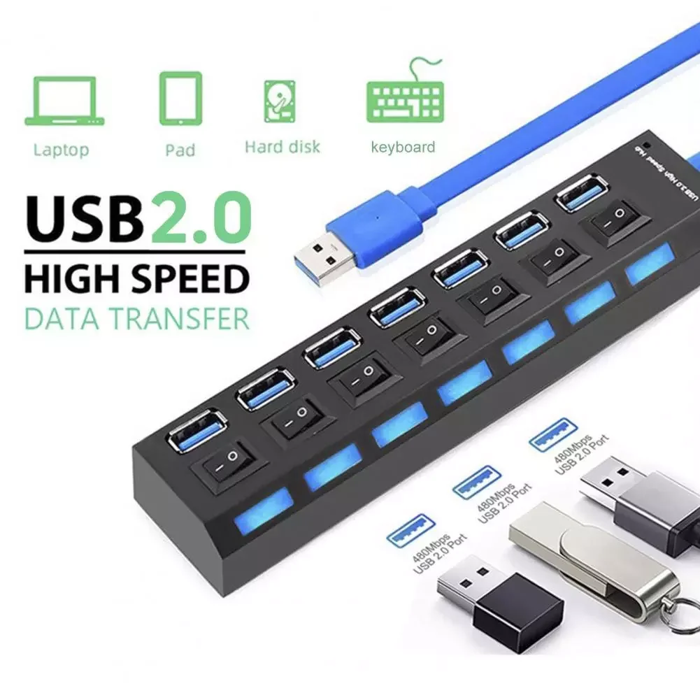 

Mini High Speed USB 1.1 Hub 4 Ports Portable USB Hub 480 Mbps On/Off Switch Hub USB Splitter Adapter For PC Laptop