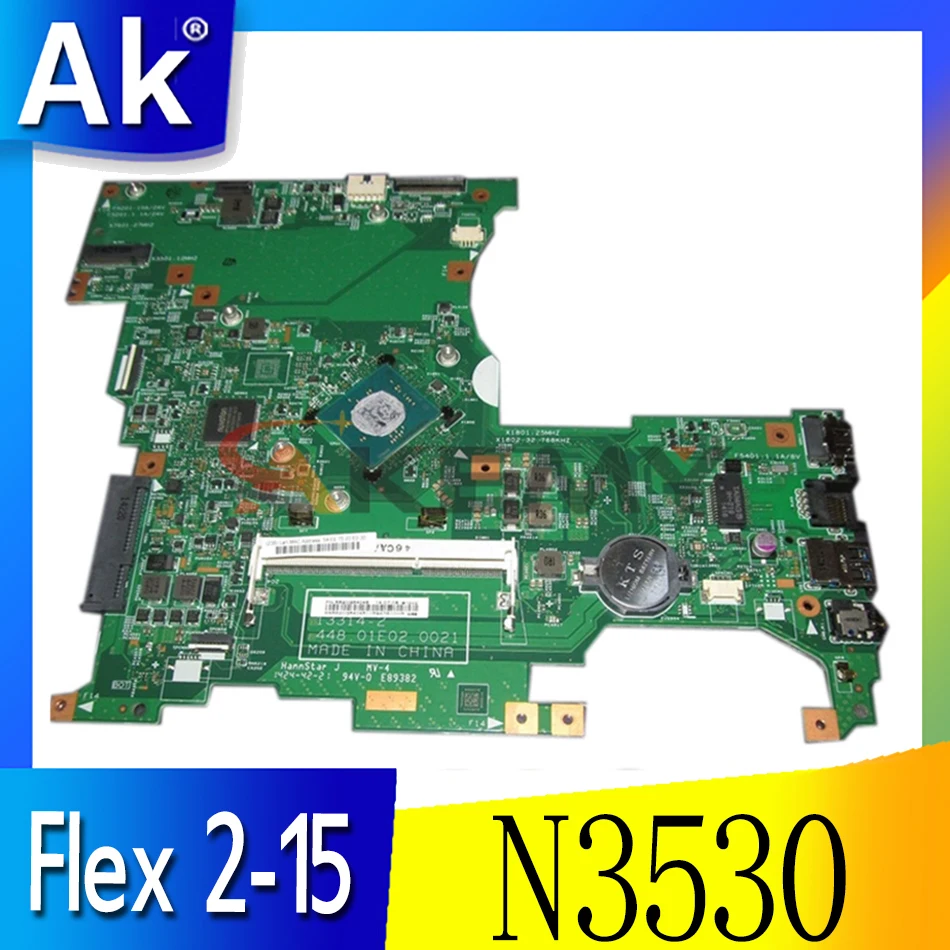 

Материнская плата Akemy 448.01E02.002 для ноутбука lenovo Ideapad Flex 2-15, материнская плата SR1W2 N3530, Полная работа