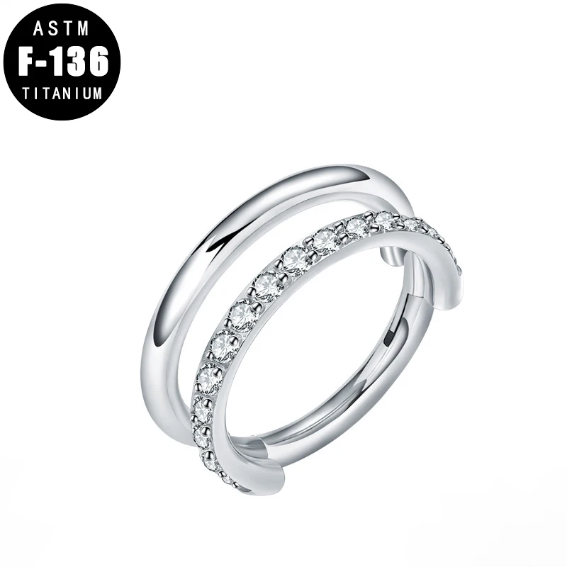 ASTM F136 титановое кольцо для пирсинга в носу циркониевое откидное сегментное