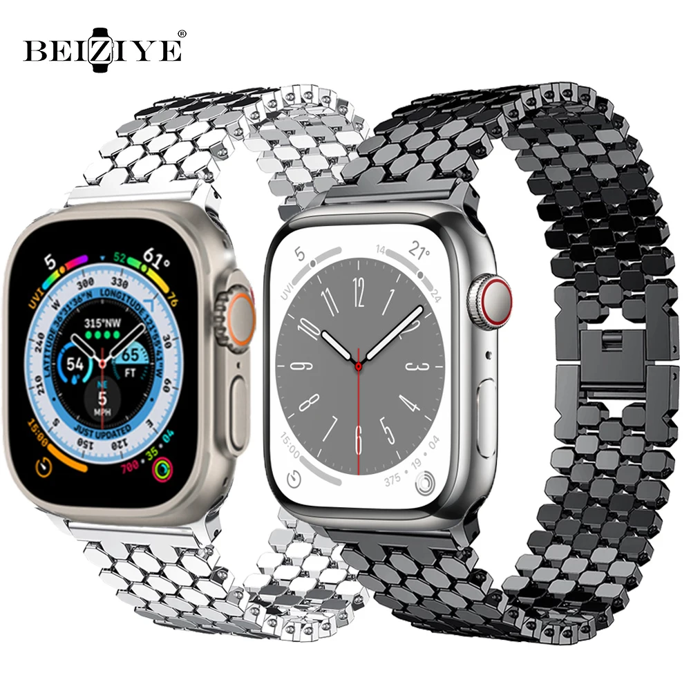 

Металлический браслет для Apple Watch 8 Band 41 мм 45 мм Ultra 49 мм, ремешок из нержавеющей стали для iWatch Series 7 6 SE 5 38 42 40 мм 44 мм