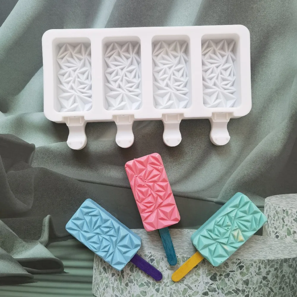 

4 Cell Silicone Ice Cream Mold Cake Molds DIY Ice Pop Maker Popsicle Mould Silicone Ice Cube Tray Kitchen Cooking Tool