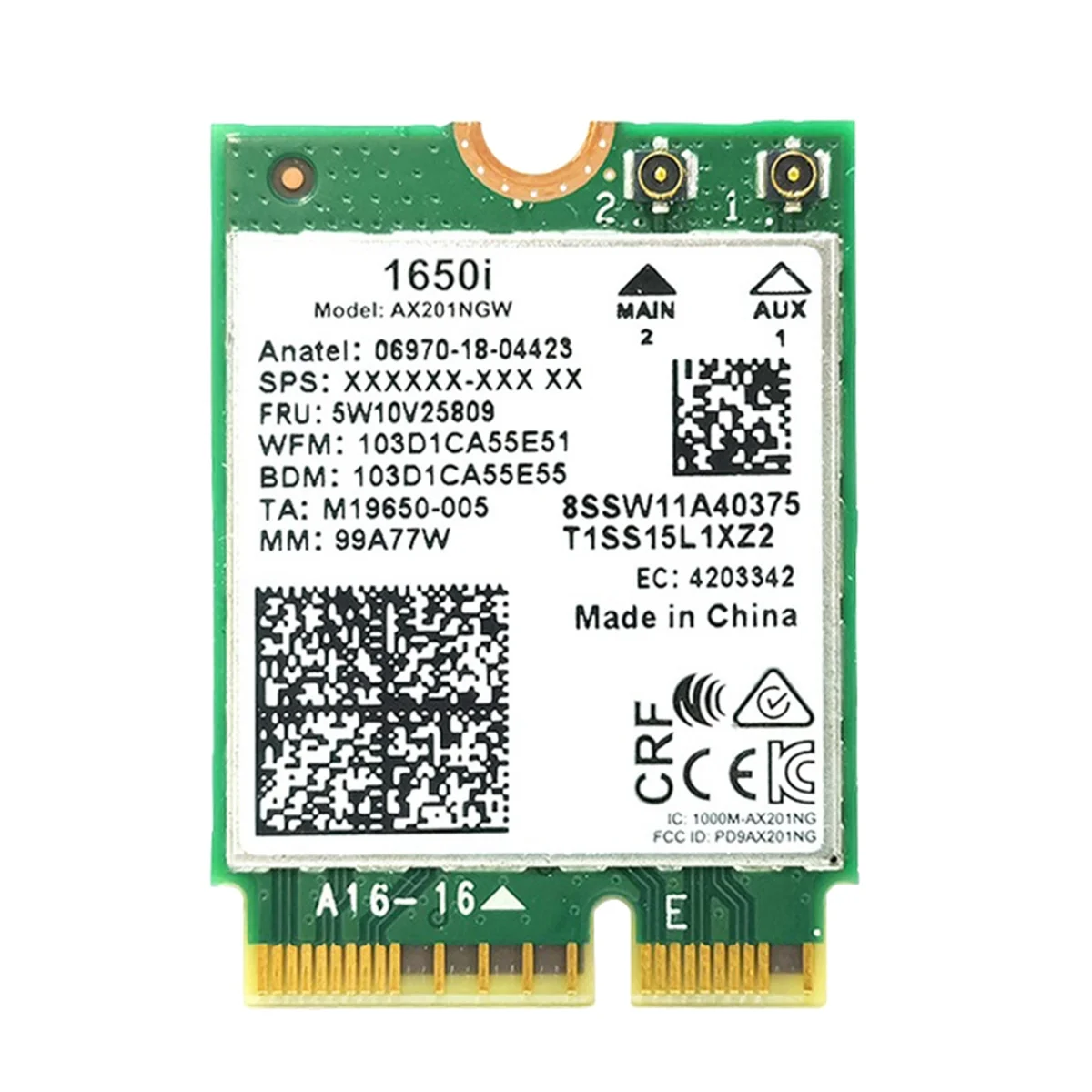 1650i AX201NGW Wi-Fi-карта 3000 Мбит/с WIFI6 2 4G/5G двухдиапазонный беспроводной Wi-Fi-адаптер Cnvio2