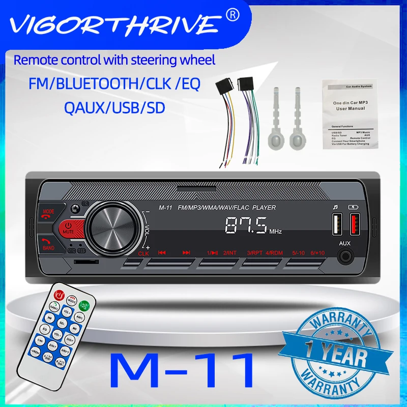 

Автомагнитола vigorbloom 1 DIN с 4 рейками, мощный выход, встроенный микрофон, ярсветильник свет, Bluetooth, EQ, поддержка мобильного приложения, управлен...