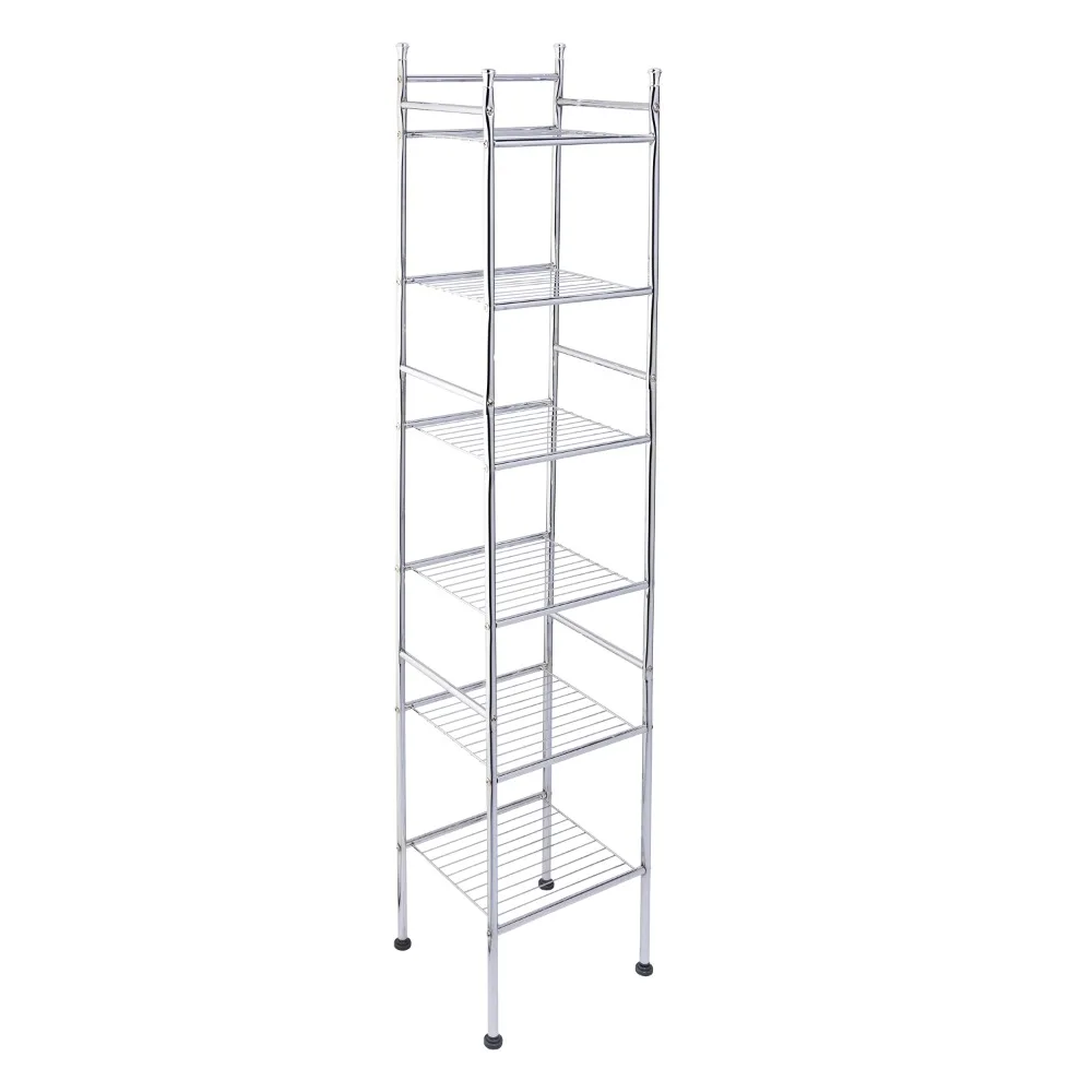 

Bathroom Slim Storage Shelving Unit, Chrome, Clear Shelfs Shelf Unit Garage Shelves Rack Organizer