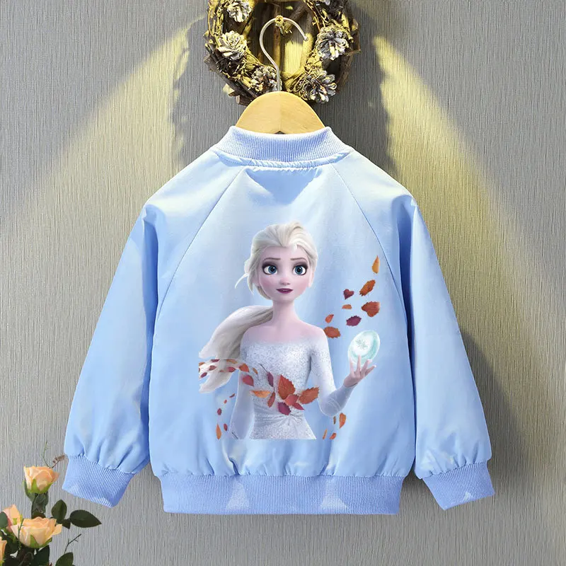 

Frozen Girls Jackets Spring Kids Girl Cartoon Elsa Print Zip Cardigan Sports Coats 2-12 Years Children Casual Princess Clothes