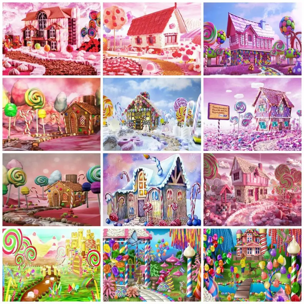 

Diamond Painting Full Square/Round Landscape Diamond Embroidery Cross Stitch Dessert Candy House Rhinestones Art Children Gift