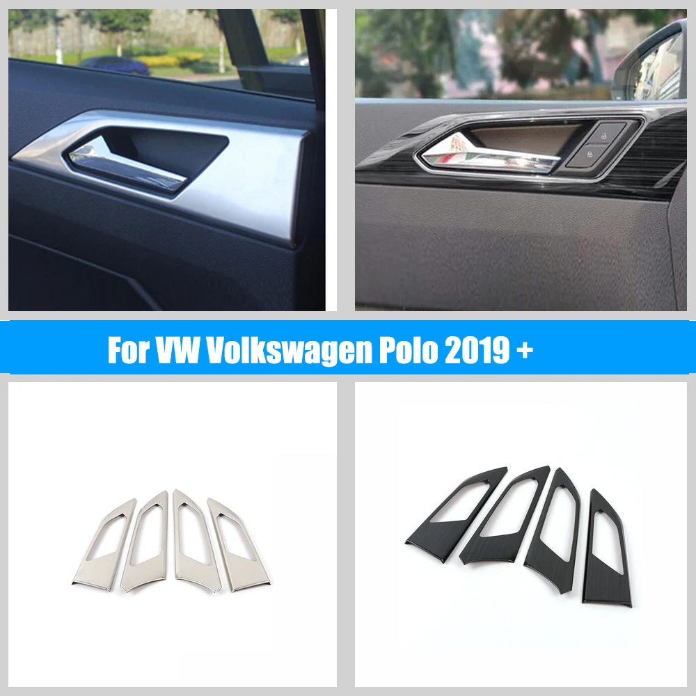 

Stainless Steel Car inner door Bowl protector frame Cover Trim Car Styling For VW Volkswagen Polo 2019-2022 Accessories