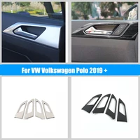 stainless steel car inner door bowl protector frame cover trim car styling for vw volkswagen polo 2019 2022 accessories