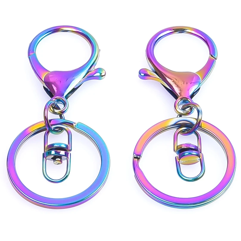 

5pcs/Lot 30mm Key Rings Lobster Clasp DIY Jewelry Findings Key Hook Chain Handmade Keychains Rainbow Metal Fashion Accessories