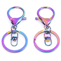 5pcslot 30mm key rings lobster clasp diy jewelry findings key hook chain handmade keychains rainbow metal fashion accessories