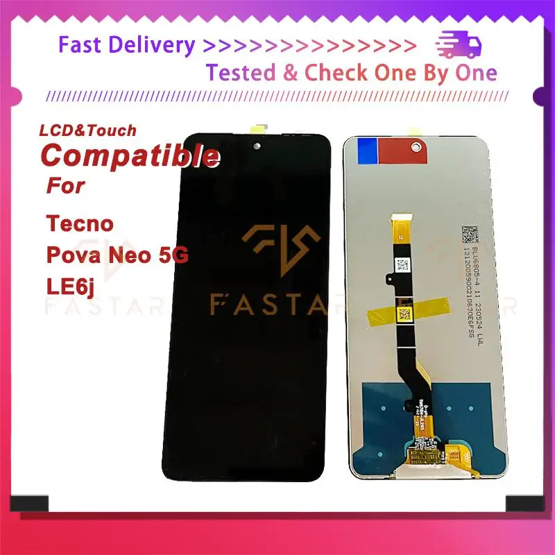 6 8-дюймовый протестированный ЖК-дисплей для Tecno PovaNeo5G LE6j сменный сенсорный